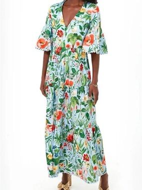 Tuckernuck Blue Blooming Botanical Ginger Dress, size small
